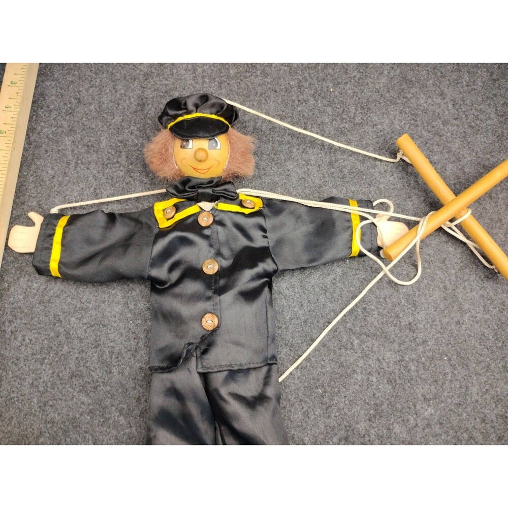 Vintage Sailor Military Policeman Wooden Marionette Puppet - Picture 7 of 8